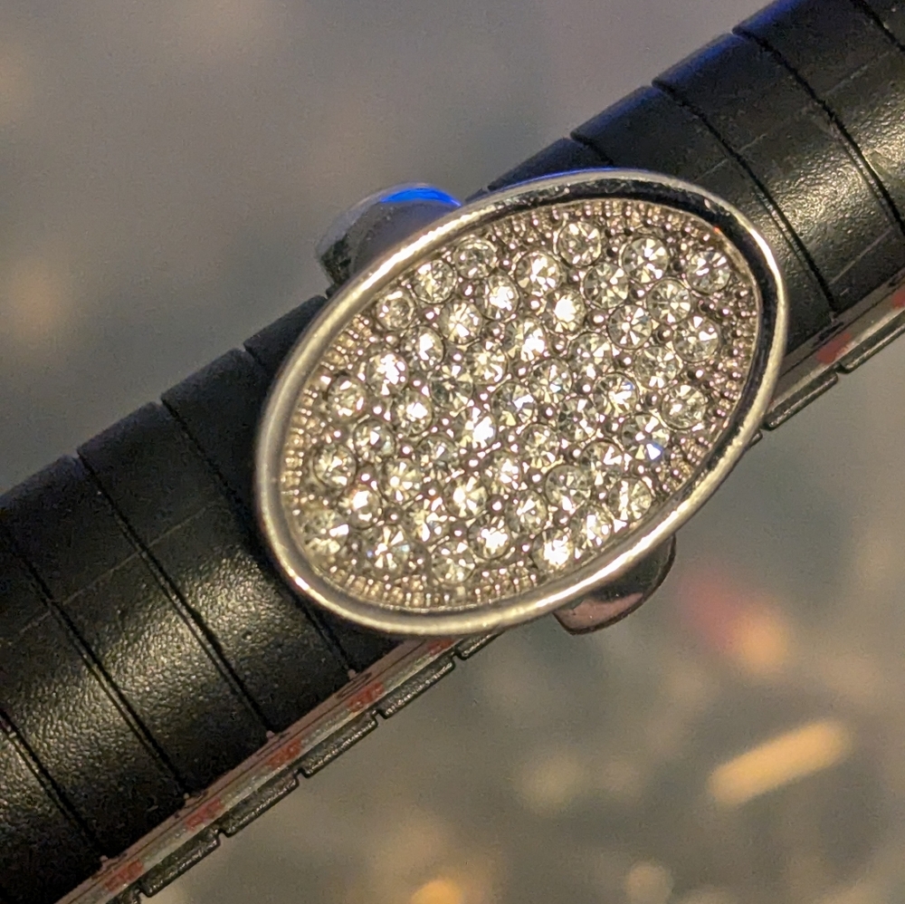 Lia Sophia Silver Oval Crystal Ring